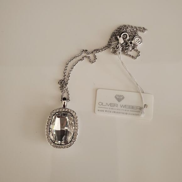 Oliver‎ Weber Collection Pendant Necklace Swarovski Element Rhodium Plated NWT - Picture 13 of 13